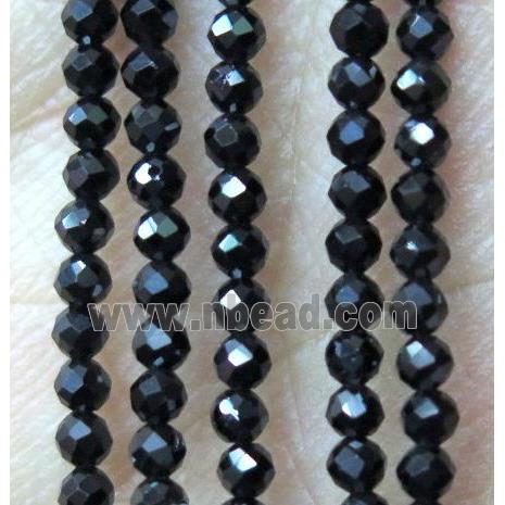 black spinel tiny beads, faceted round