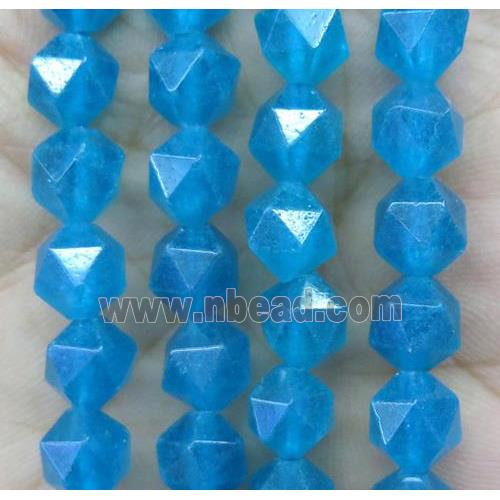 faceted round Amazonite ball beads, blue treated