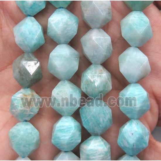 Russian Amazonite ball beads, green, faceted round, A-grade