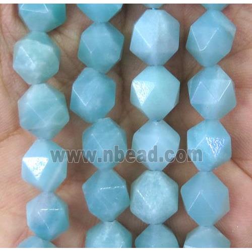 blue Amazonite ball beads, faceted round, AA-grade