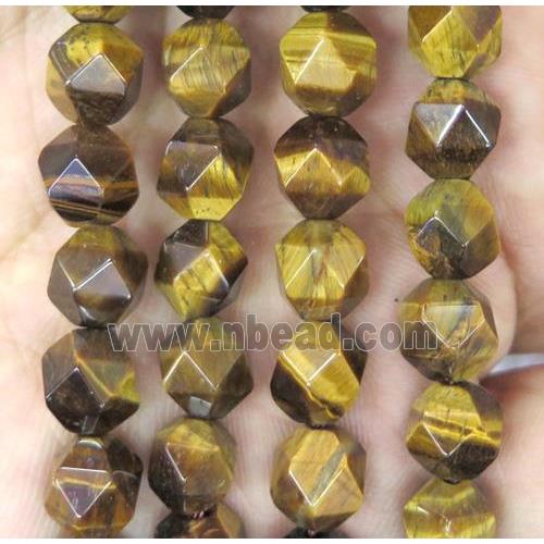 round tiger eye stone beads, starcut, yellow
