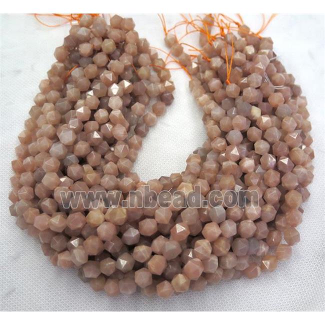 orange moonstone ball beads, faceted round