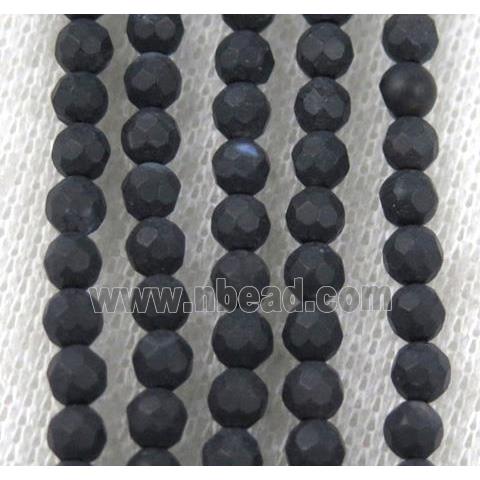 matte black agate beads, faceted round