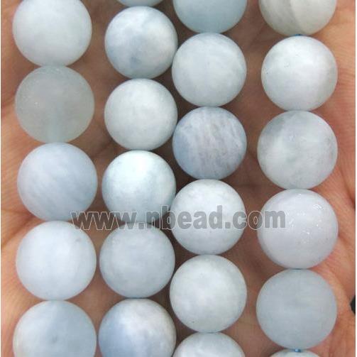 Aquamarine Beads, round, matte, blue