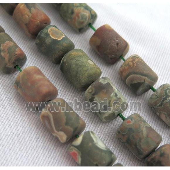 matte Rhyolite beads, 3faces tube