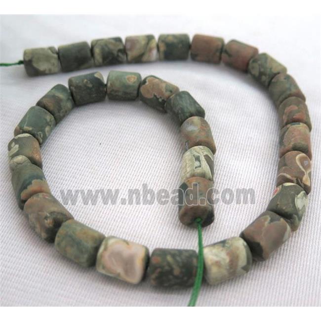 matte Rhyolite beads, 3faces tube