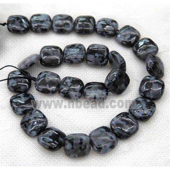 natural black Feldspar jasper beads, square