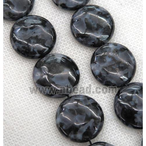 natural black Feldspar jasper beads, flat-round