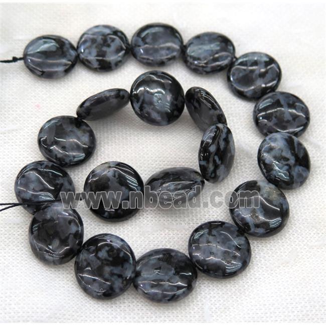 natural black Feldspar jasper beads, flat-round