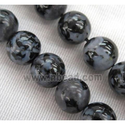 natural black Feldspar jasper beads, round