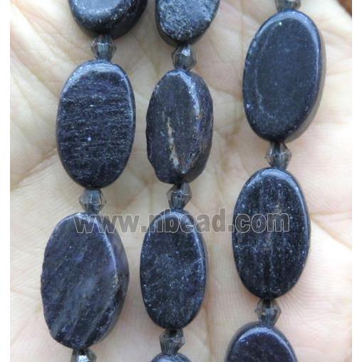 black Charoite oval beads
