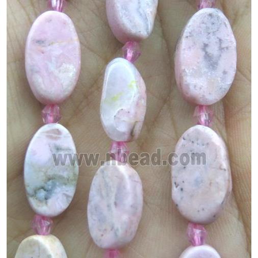 Pink Opal Jasper oval beads, matte