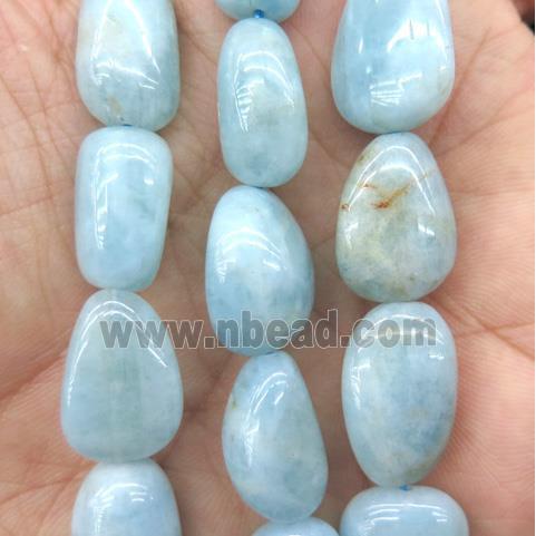 Aquamarine beads, freeform, blue