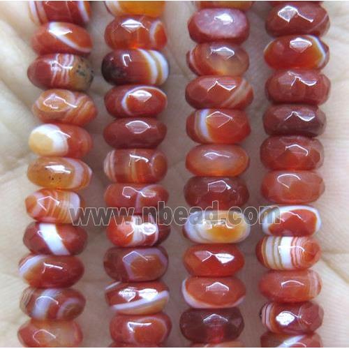 red striped agate beads, faceted rondelle