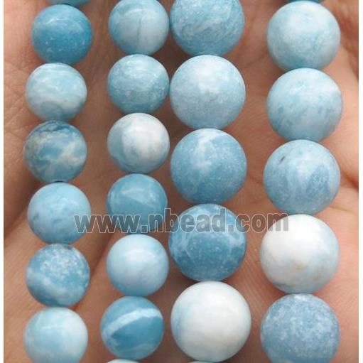 round matte Chinese Larimar Beads, blue treated
