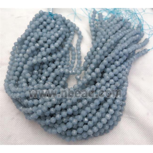 faceted round Angelite beads ball, blue