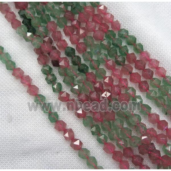 Strawberry Quartz ball beads, starcut, mixed color