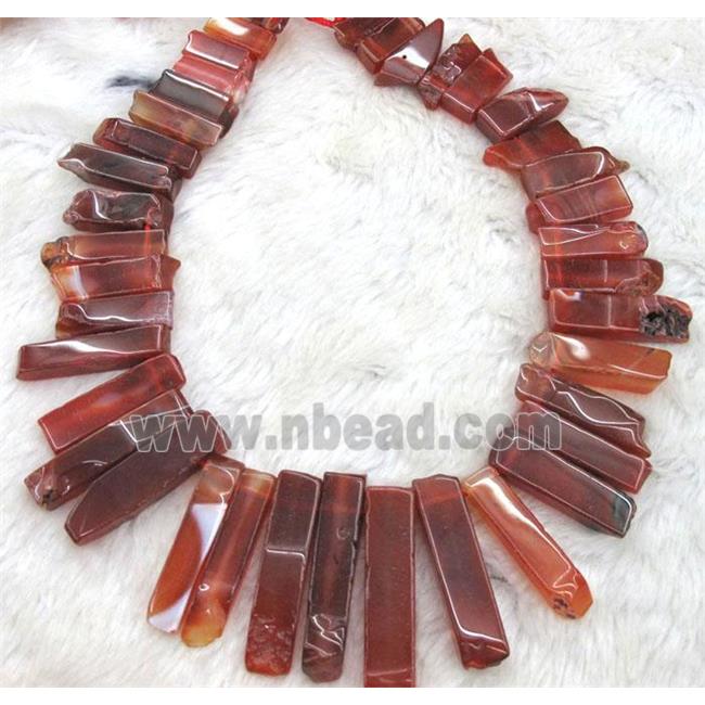 red agate collar beads, stick, top drilled