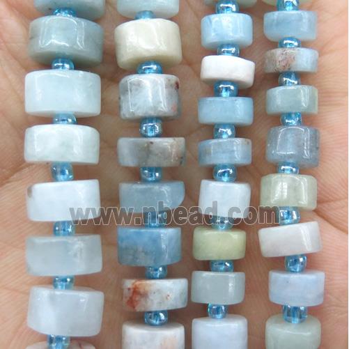 Aquamarine heishi beads, blue