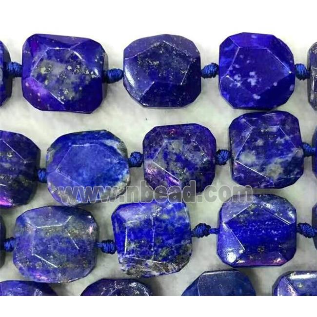 Lapis Lazuli beads, blue, faceted square