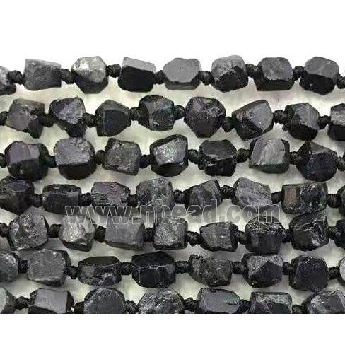 black Tourmaline nugget beads, freeform chip