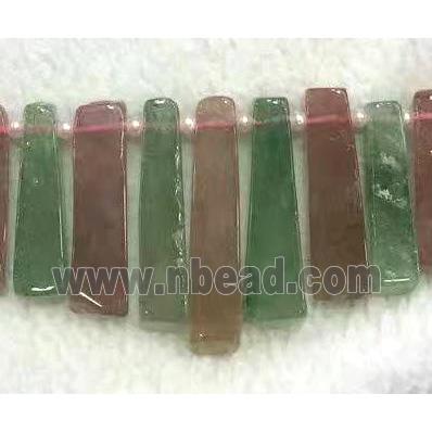 Strawberry Quartz collar beads, top-drilled, mix color, stick