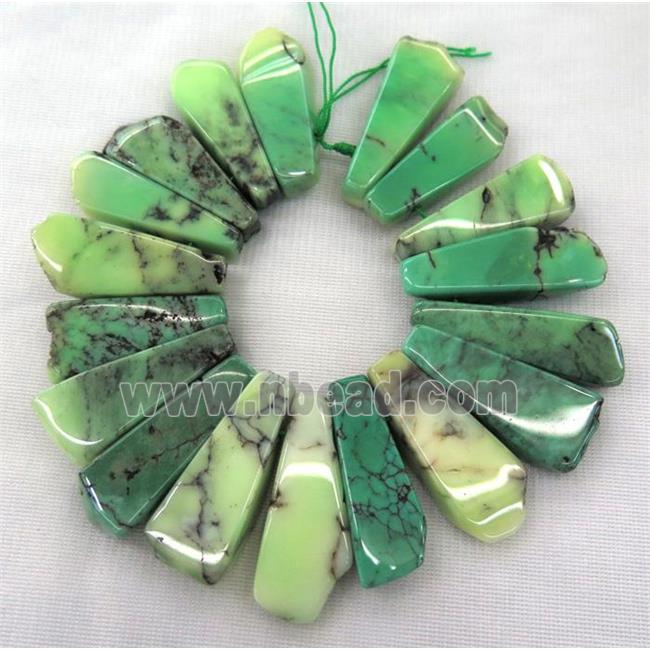 green Grass Agate collar beads, stick