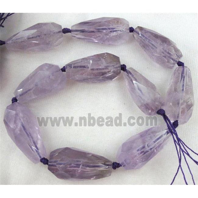 amethyst beads, light purple, faceted teardrop