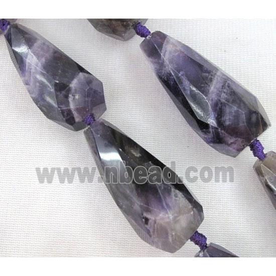 amethyst beads, purple, faceted teardrop