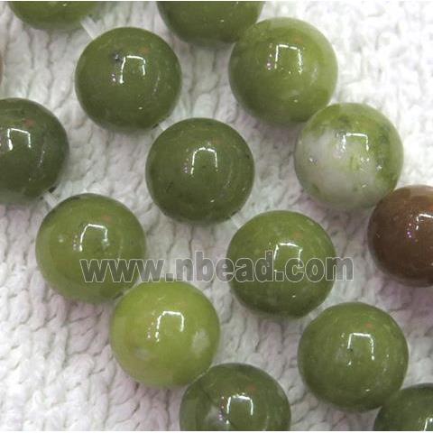 Green Chinese Nephrite Jade Beads Smooth Round