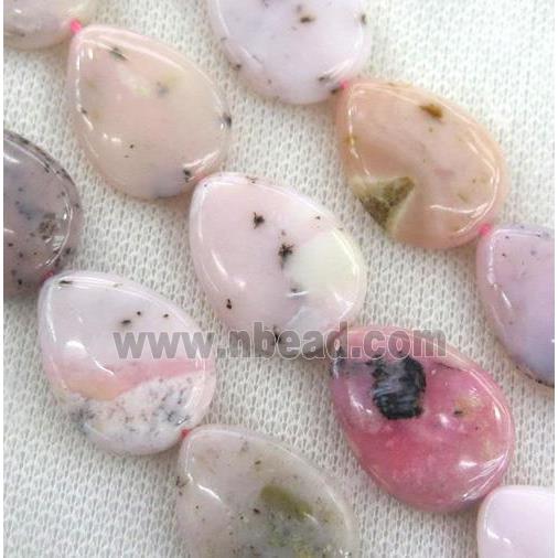 pink opal stone beads, teardrop