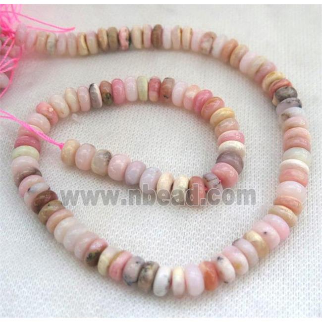pink opal stone beads, rondelle