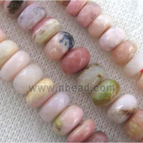 pink Opal Stone beads, faceted rondelle