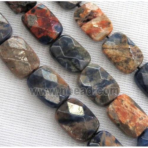 Orange Sodalite beads, faceted rectangle