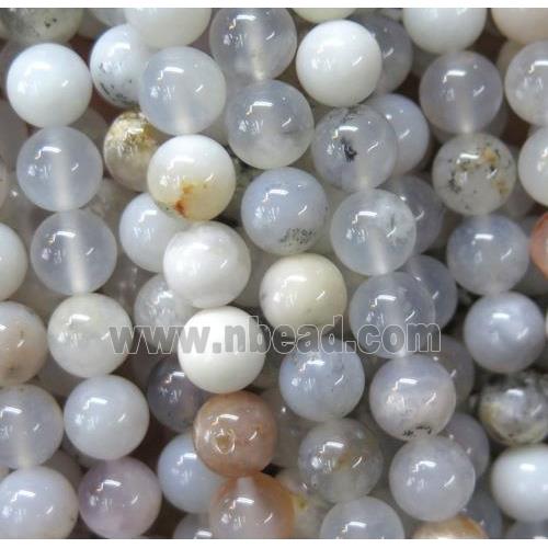 white-gray Moss Opal Stone beads, round