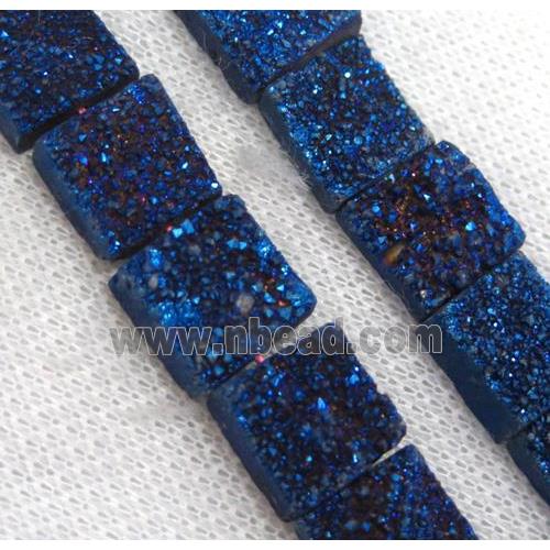 blue druzy Quartz beads, square