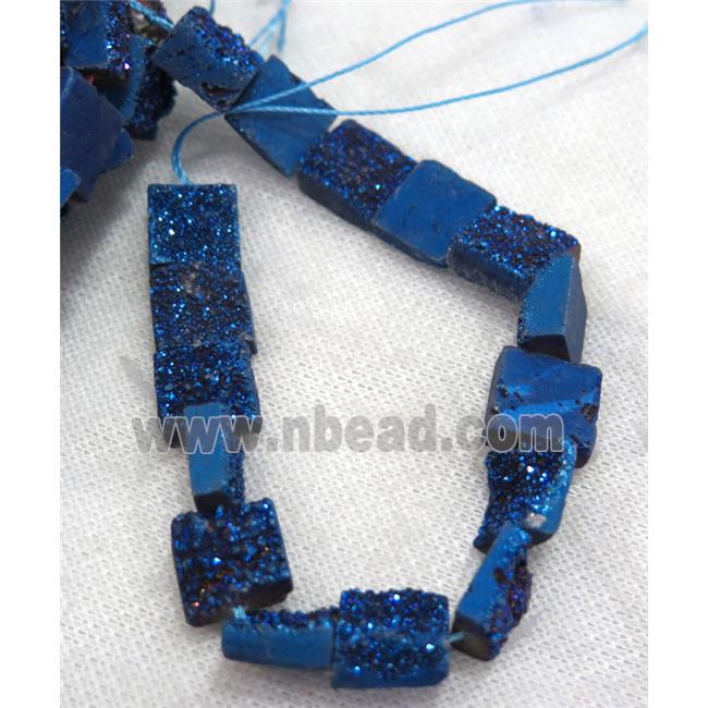 blue druzy Quartz beads, square
