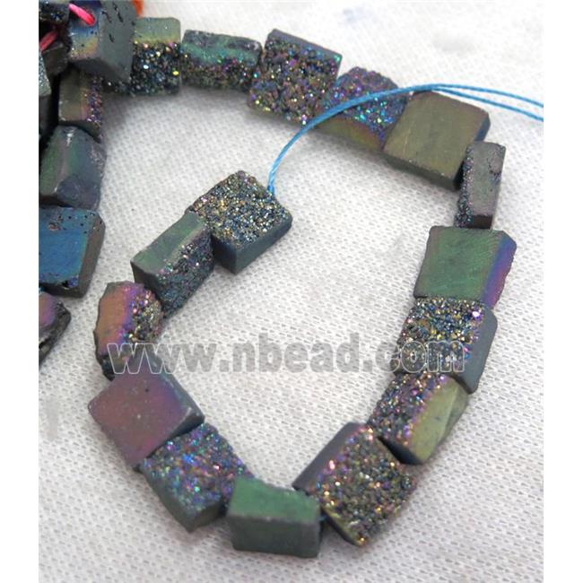 rainbow druzy Quartz beads, square
