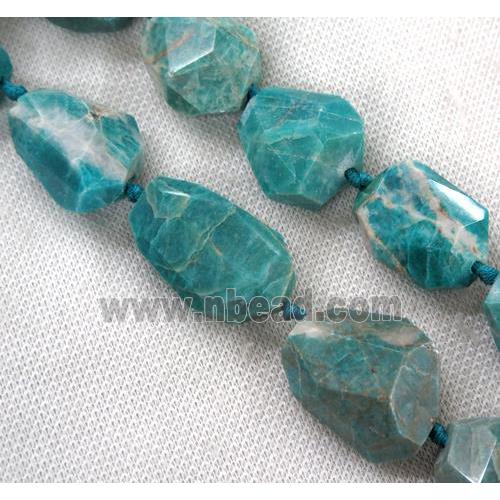 Russian Amazonite nugget beads, faceted freeform, green