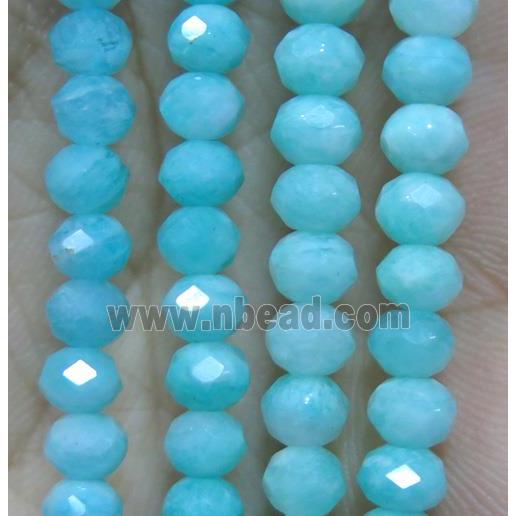 Russian Amazonite beads, A-grade, faceted rondelle, green