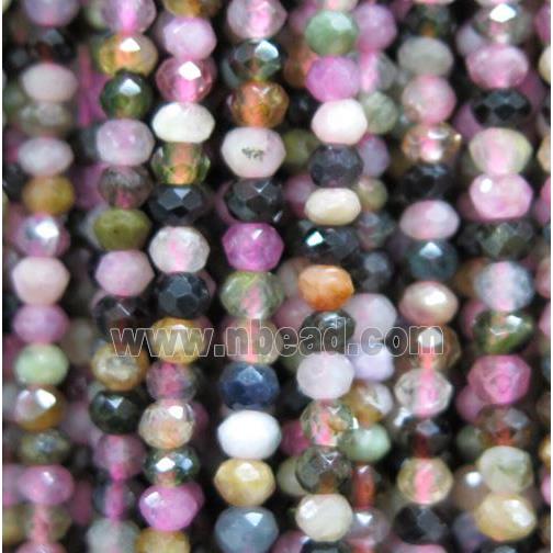 tiny Tourmaline beads, faceted rondelle, mix color