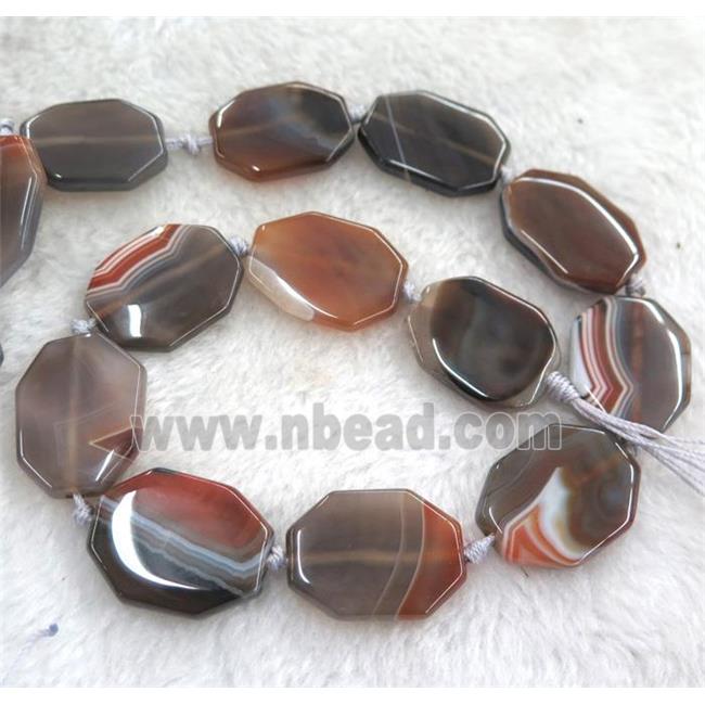 brown botswana agate beads, rectangle, dye