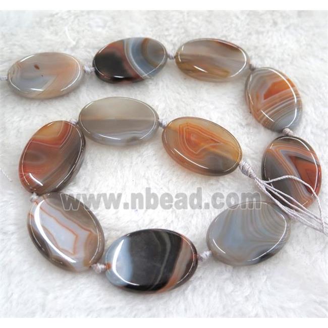 botswana agate oval beads, brown dye