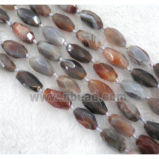 brown botswana agate beads, faceted rice, dye