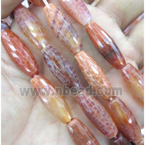 red Fire Agate beads, faceted rice