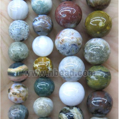 round Ocean Agate Beads, multicolor