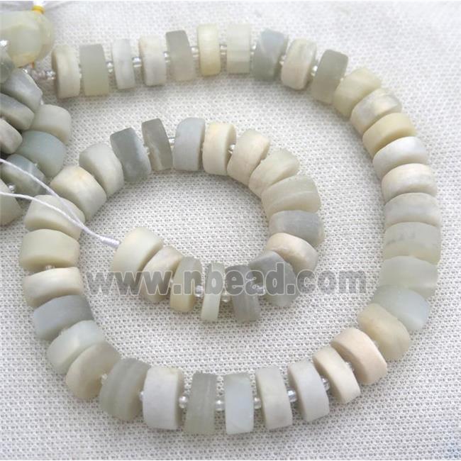 white Moonstone heishi bead, matte disk