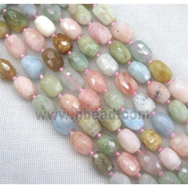faceted beryl Morganite barrel beads, mix color