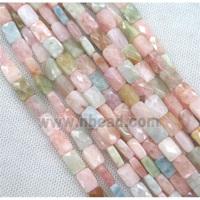 beryl Morganite beads, faceted rectangle