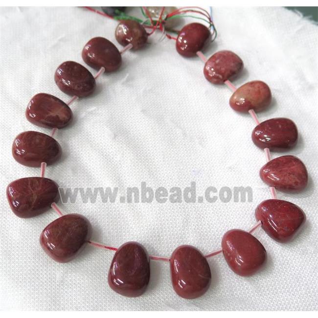 Red Jasper collar beads, teardrop, top-drilled